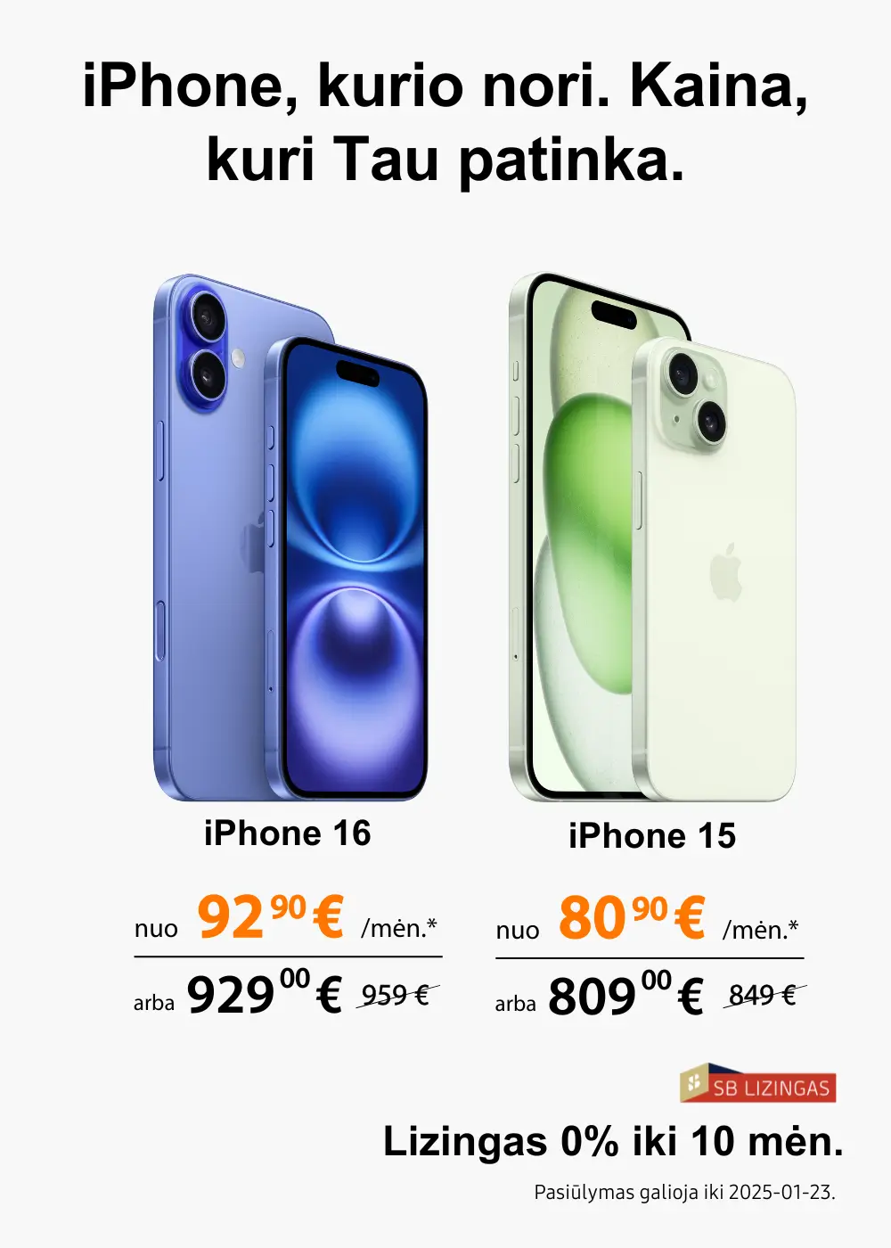 Apple iPhone 15 ir iPhone 16 akcija, Mobili prekyba