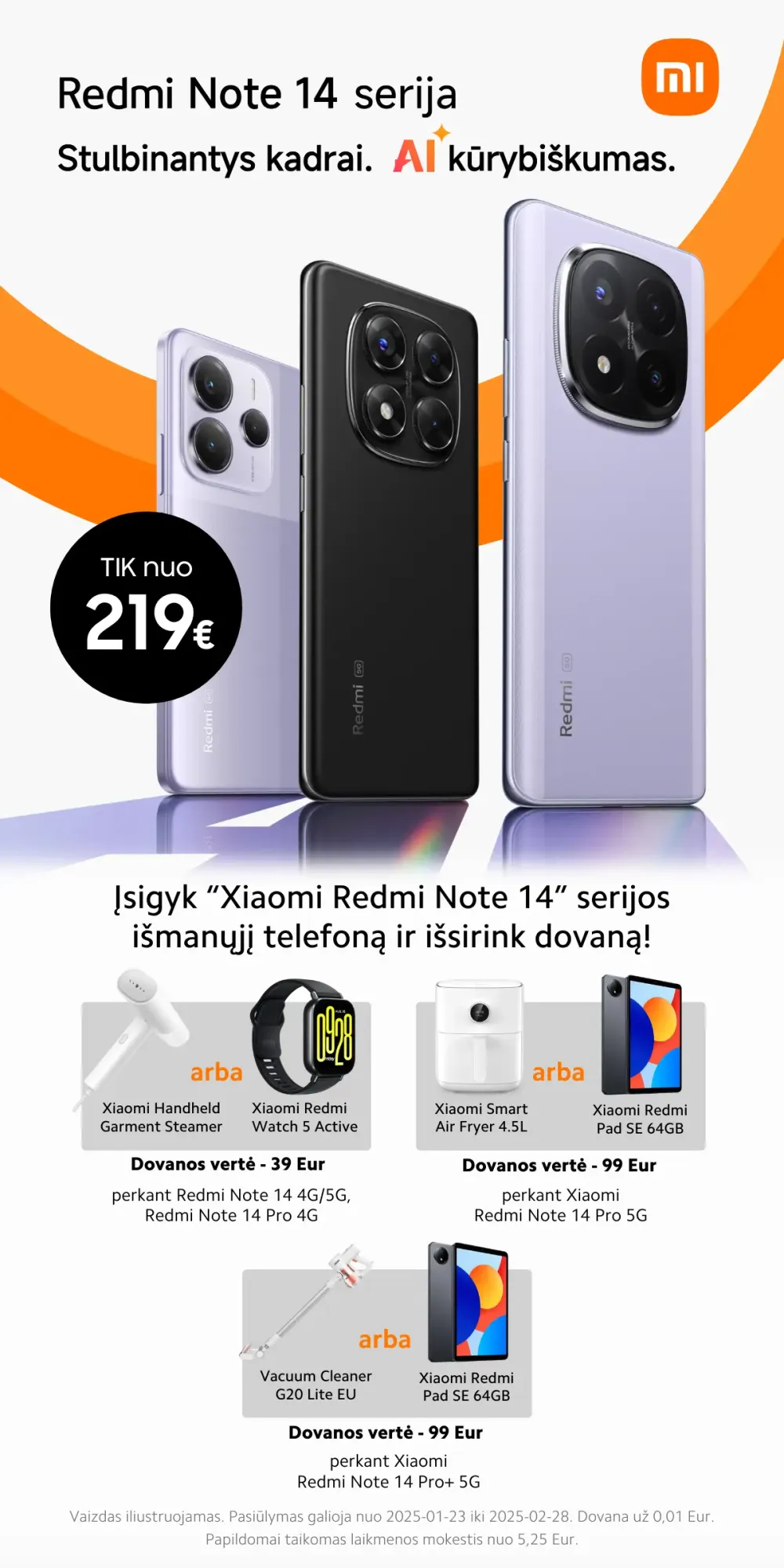 Xiaomi Redmi Note 14 serija akcija dovanos, Mobili prekyba