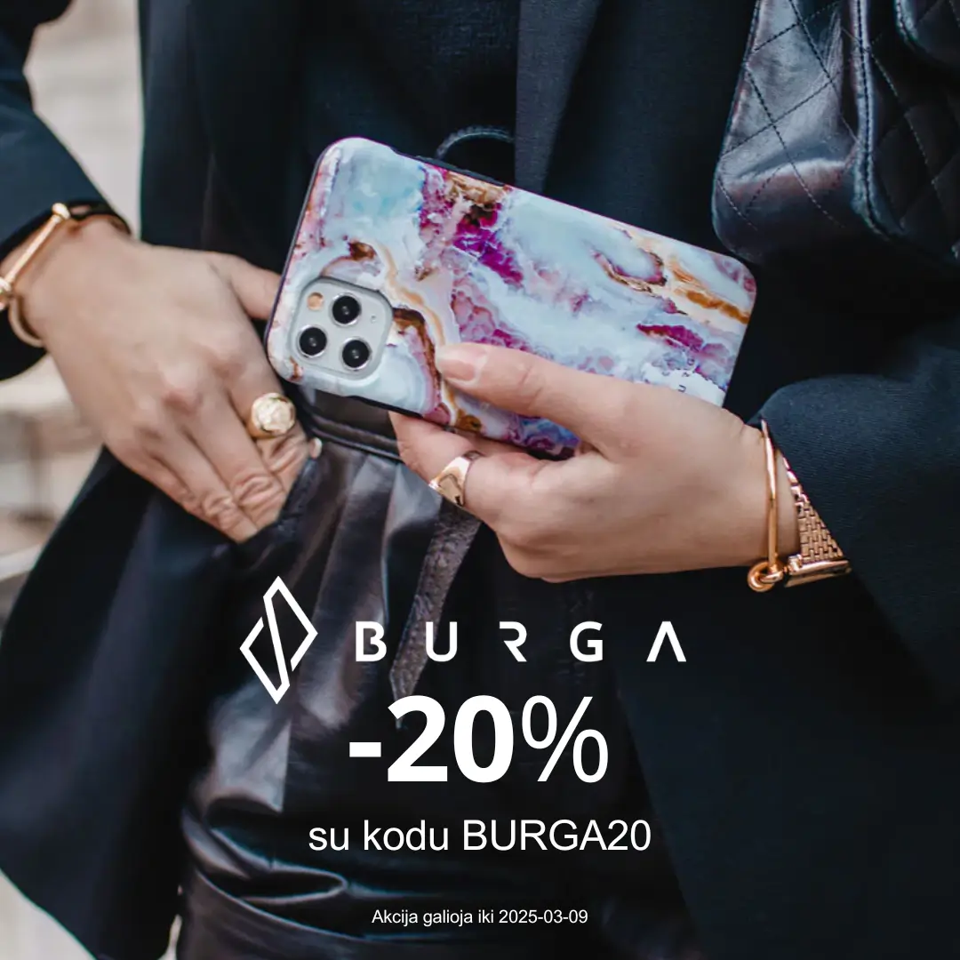 Akcija Burga dėklams, 20% nuolaida, Mobili prekyba